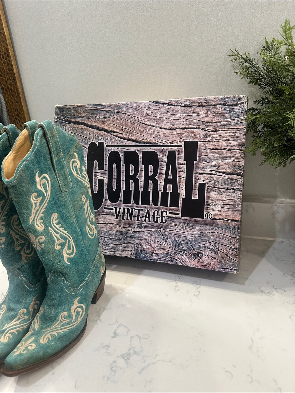 Turquoise Embroidered Western Heeled Boots - Picture 8 of 8